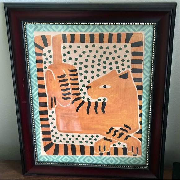 Abstract Tiger Print Framed Wall Art Canvas Picture Jungle Big Cat Hanging Boho - Picture 2 of 7